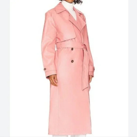 Free People Morrison Trench Long Coat Vegan Leather Front Button Closure… - Picture 2 of 8